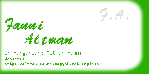 fanni altman business card